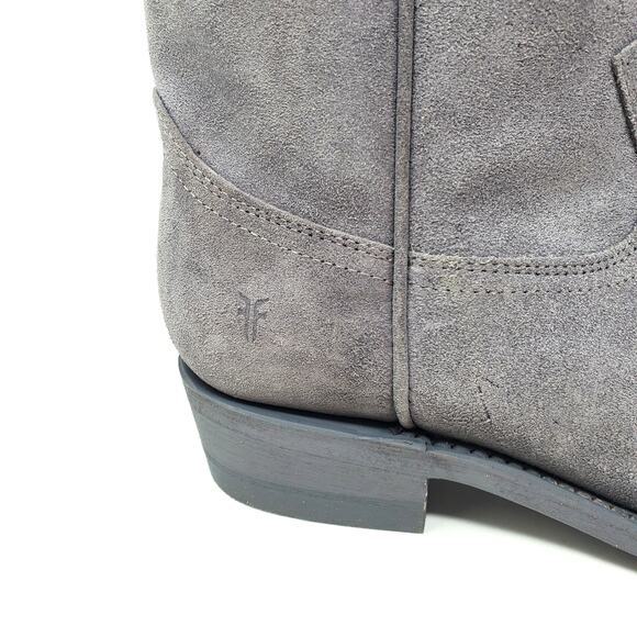 Frye Billy Short Suede Leather Western Booties Blue Ash Velour Pull On Size US 7 - Picture 10 of 10